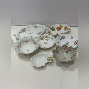 Lot of 7 mix match  dishes Limoges Bavaria fine china footed bowl jewelry dish